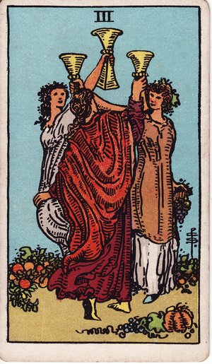 ウェイト版タロット「カップの3」1909年原画