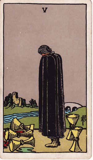ウェイト版タロット「カップの5」1909年原画