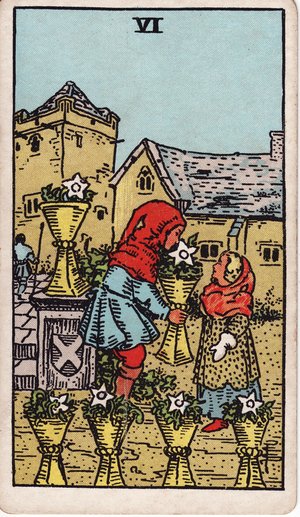 ウェイト版タロット「カップの6」1909年原画
