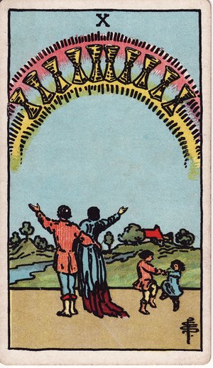 ウェイト版タロット「カップの10」1909年原画