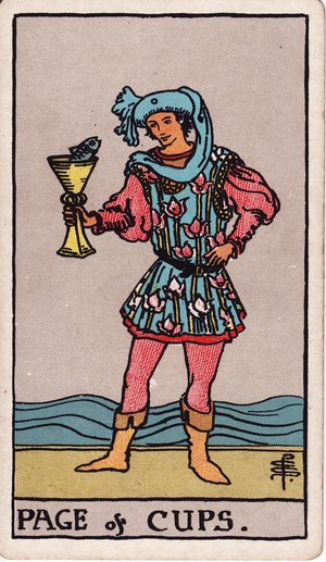 ウェイト版タロット「カップのペイジ」1909年原画