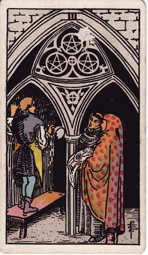 ウェイト版タロット「ペンタクルの3」1909年原画