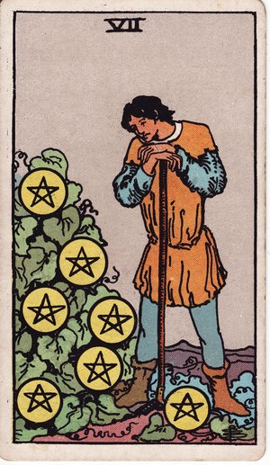 ウェイト版タロット「ペンタクルの7」1909年原画
