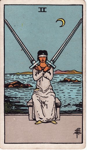 ウェイト版タロット「ソードの2」1909年原画