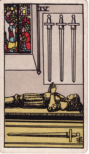ウェイト版タロット「ソードの4」1909年原画