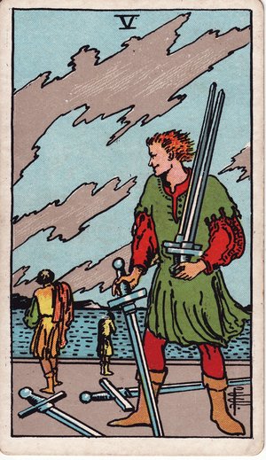ウェイト版タロット「ソードの5」1909年原画