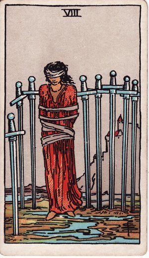 ウェイト版タロット「ソードの8」1909年原画