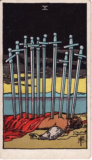 ウェイト版タロット「ソードの10」1909年原画