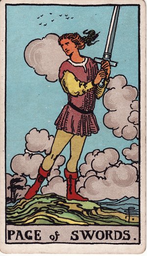 ウェイト版タロット「ソードのペイジ」1909年原画
