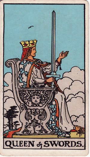 ウェイト版タロット「ソードのクイーン」1909年原画