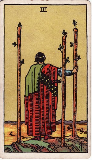 ウェイト版タロット「ワンドの3」1909年原画