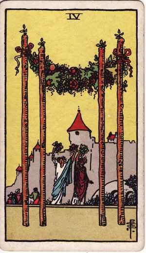 ウェイト版タロット「ワンドの4」1909年原画