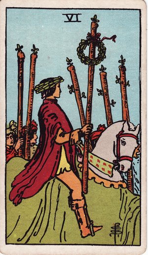 ウェイト版タロット「ワンドの6」1909年原画