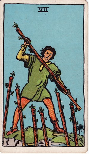 ウェイト版タロット「ワンドの7」1909年原画