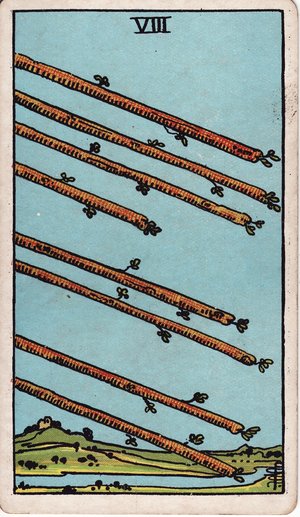 ウェイト版タロット「ワンドの8」1909年原画
